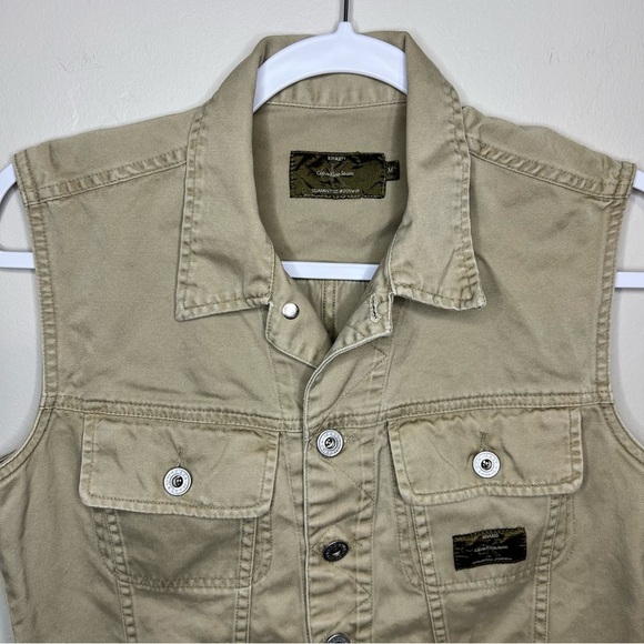 Vintage Calvin Klein Jeans Khaki Denim Button Up Vest size medium - Picture 2 of 8